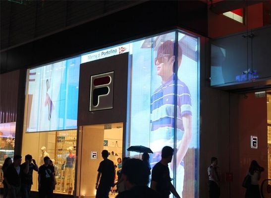 Outdoor Advertising Transparent LED Video Screen 16384 Dots For Shopping Mall