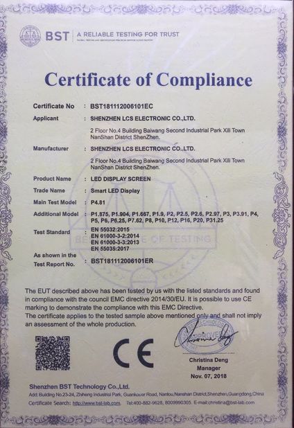 China Shenzhen LCS Electronic Co., Ltd. certification